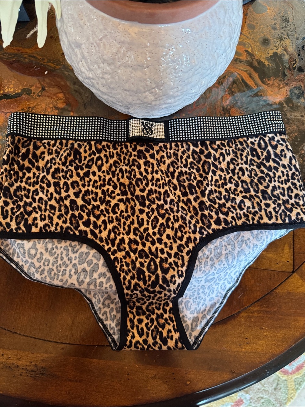 Victoria's Secret Leopard Print Rhinestone Waistband Briefs